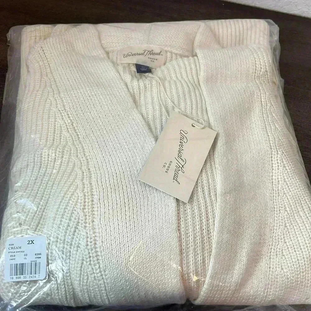 Universal Thread Women’s Open-front Cozy Knit Cardigan Color Cream Size 2X - Picture 4 of 12